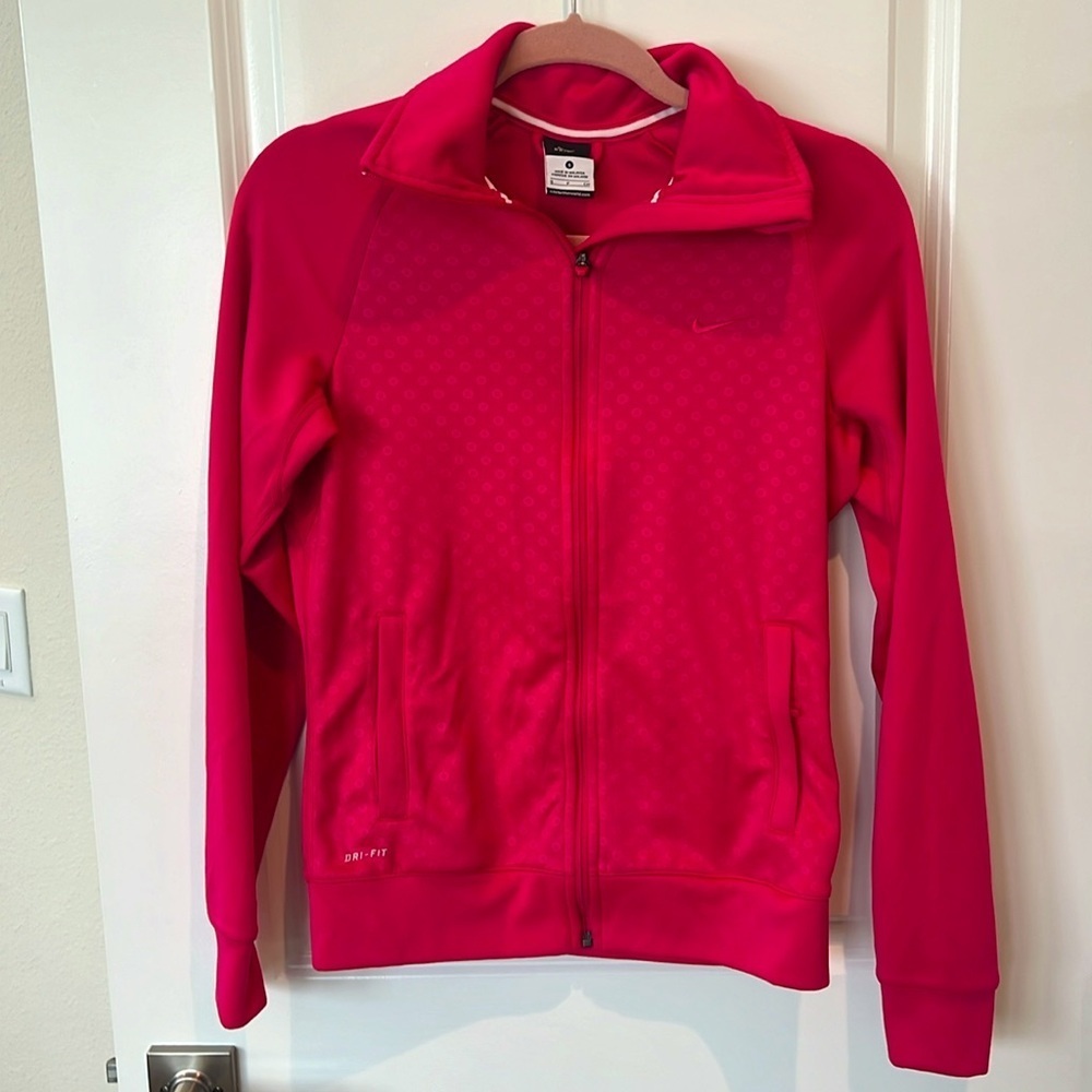 NIKE Hot Pink Dri-Fit Full Zip Athletic Run Jacket Hot Pink